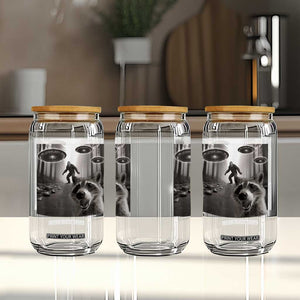 Raccoon Selfie With Bigfoot UFO Glass Can Funny Feral Lover Gifts TS10 Print Your Wear