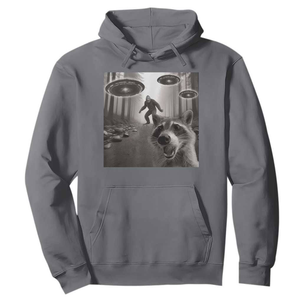 Raccoon Selfie With Bigfoot UFO Hoodie Funny Feral Lover Gifts TS10 Charcoal Print Your Wear