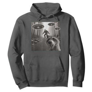 Raccoon Selfie With Bigfoot UFO Hoodie Funny Feral Lover Gifts TS10 Dark Heather Print Your Wear