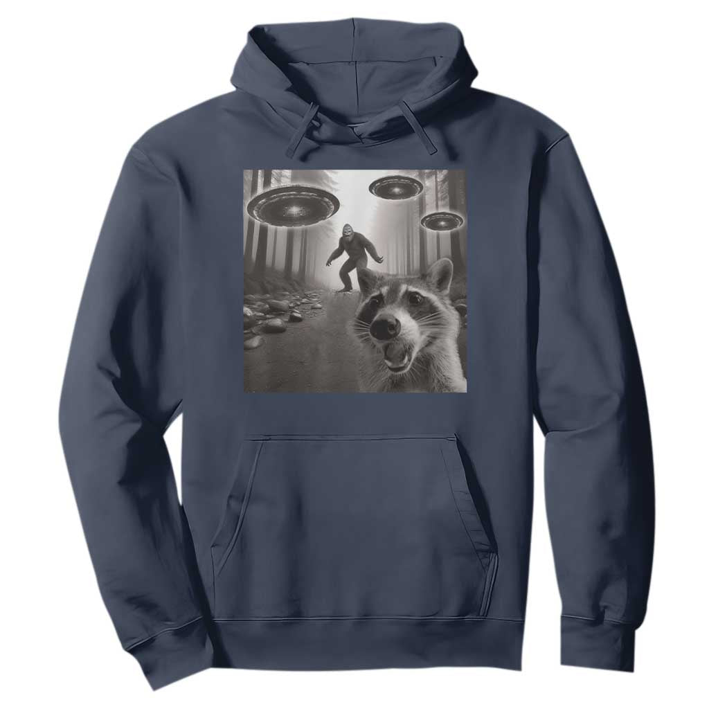 Raccoon Selfie With Bigfoot UFO Hoodie Funny Feral Lover Gifts TS10 Navy Print Your Wear