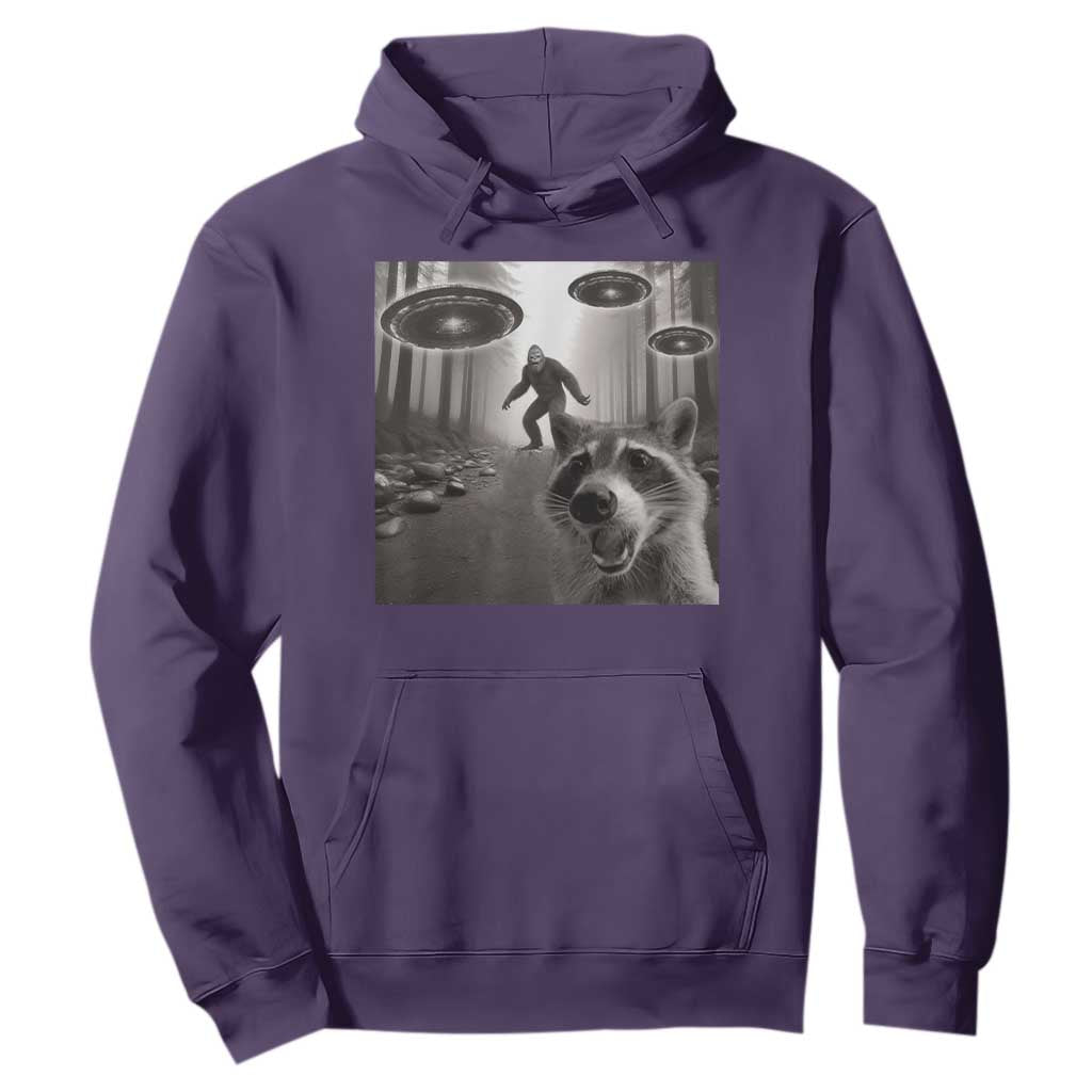 Raccoon Selfie With Bigfoot UFO Hoodie Funny Feral Lover Gifts TS10 Purple Print Your Wear