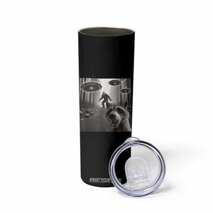 Raccoon Selfie With Bigfoot UFO Skinny Tumbler Funny Feral Lover Gifts TS10 Print Your Wear