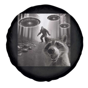 Raccoon Selfie With Bigfoot UFO Spare Tire Cover Funny Feral Lover Gifts TS10 Print Your Wear