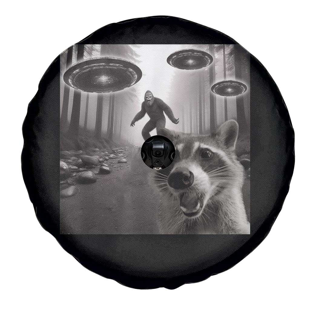 Raccoon Selfie With Bigfoot UFO Spare Tire Cover Funny Feral Lover Gifts TS10 Print Your Wear