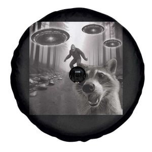 Raccoon Selfie With Bigfoot UFO Spare Tire Cover Funny Feral Lover Gifts TS10 Print Your Wear