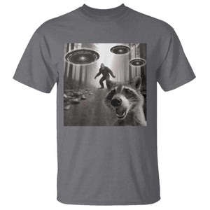 Raccoon Selfie With Bigfoot UFO T Shirt Funny Feral Lover Gifts TS10 Charcoal Print Your Wear