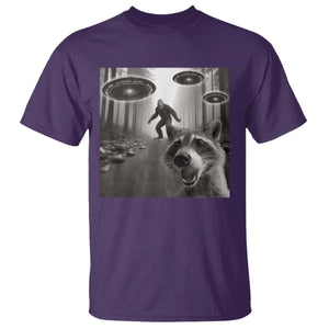 Raccoon Selfie With Bigfoot UFO T Shirt Funny Feral Lover Gifts TS10 Purple Print Your Wear
