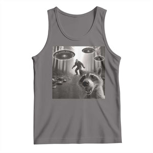 Raccoon Selfie With Bigfoot UFO Tank Top Funny Feral Lover Gifts TS10 Deep Heather Print Your Wear