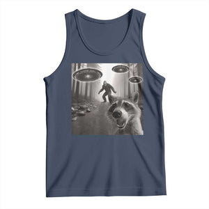 Raccoon Selfie With Bigfoot UFO Tank Top Funny Feral Lover Gifts TS10 Navy Print Your Wear