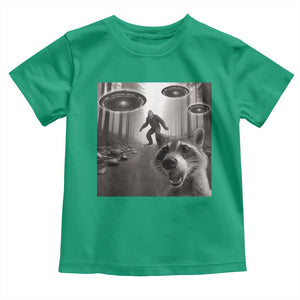 Raccoon Selfie With Bigfoot UFO Toddler T Shirt Funny Feral Lover Gifts TS10 Irish Green Print Your Wear