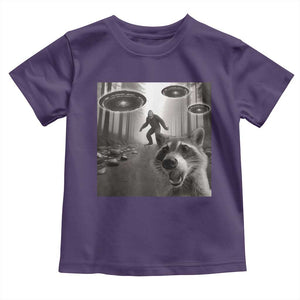 Raccoon Selfie With Bigfoot UFO Toddler T Shirt Funny Feral Lover Gifts TS10 Purple Print Your Wear