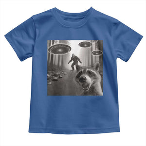 Raccoon Selfie With Bigfoot UFO Toddler T Shirt Funny Feral Lover Gifts TS10 Royal Blue Print Your Wear