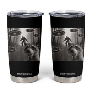 Raccoon Selfie With Bigfoot UFO Tumbler Cup Funny Feral Lover Gifts TS10 Black Print Your Wear