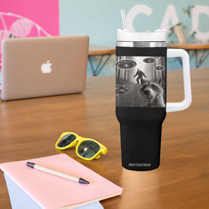 Raccoon Selfie With Bigfoot UFO Tumbler With Handle Funny Feral Lover Gifts TS10 Print Your Wear