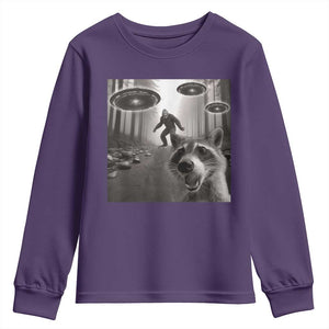 Raccoon Selfie With Bigfoot UFO Youth Sweatshirt Funny Feral Lover Gifts TS10 Purple Print Your Wear