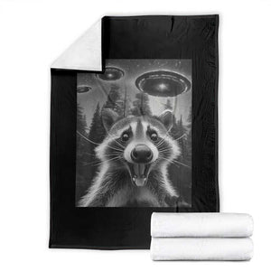 Racoon Meme Throw Blanket Selfie With Alien UFO TS10 Black Print Your Wear
