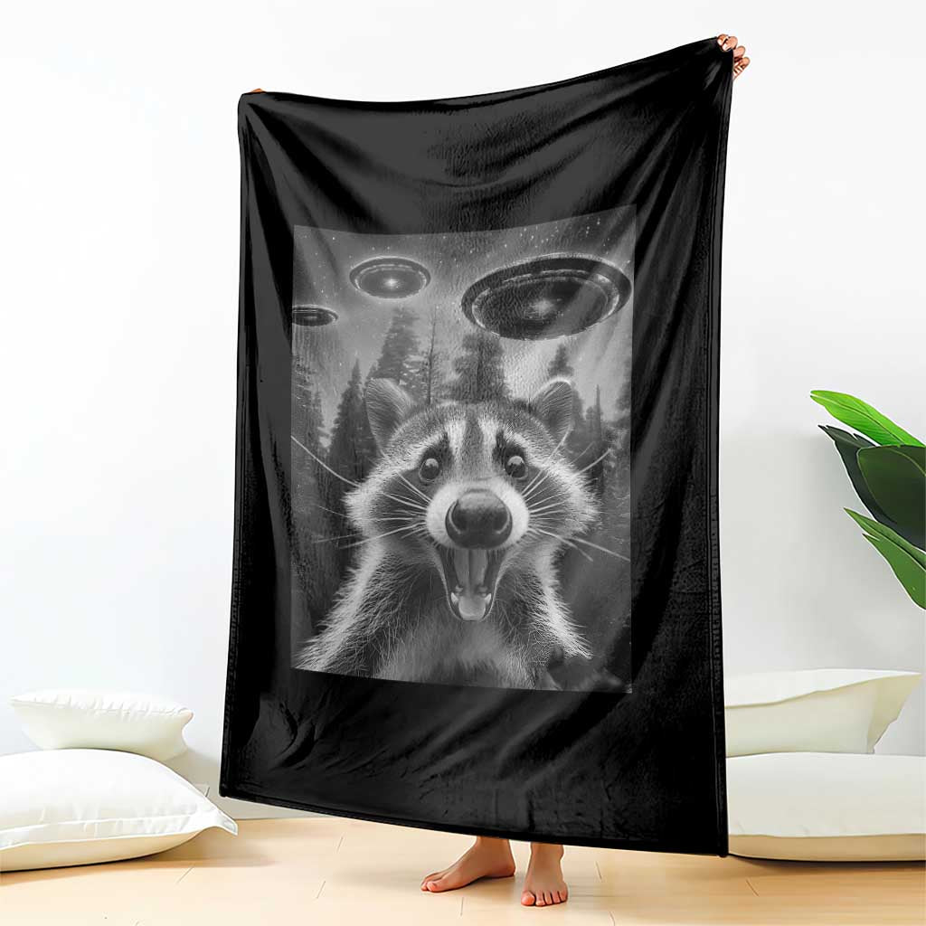 Racoon Meme Throw Blanket Selfie With Alien UFO TS10 Print Your Wear