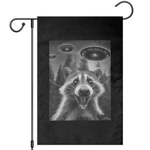 Racoon Meme Garden Flag Selfie With Alien UFO TS10 Black Print Your Wear