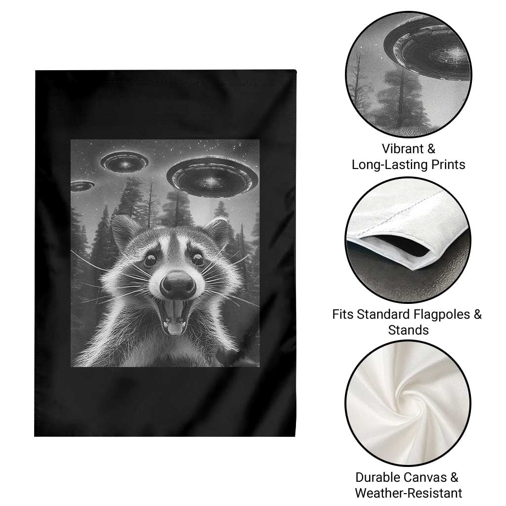 Racoon Meme Garden Flag Selfie With Alien UFO TS10 Print Your Wear