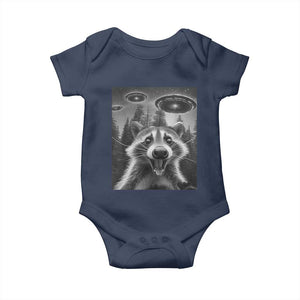 Racoon Meme Baby Onesie Selfie With Alien UFO TS10 Navy Print Your Wear
