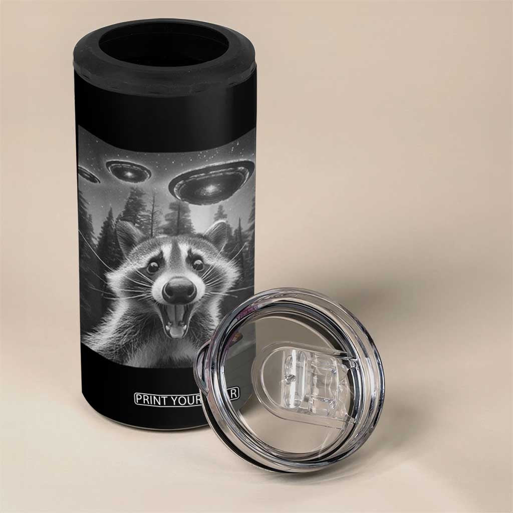 Racoon Meme 4 in 1 Can Cooler Tumbler Selfie With Alien UFO TS10 Print Your Wear