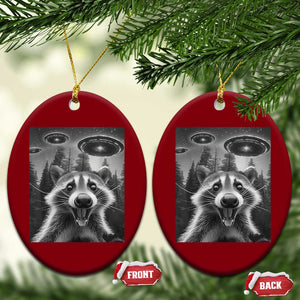 Racoon Meme Ceramic Ornament Selfie With Alien UFO TS10 Print Your Wear