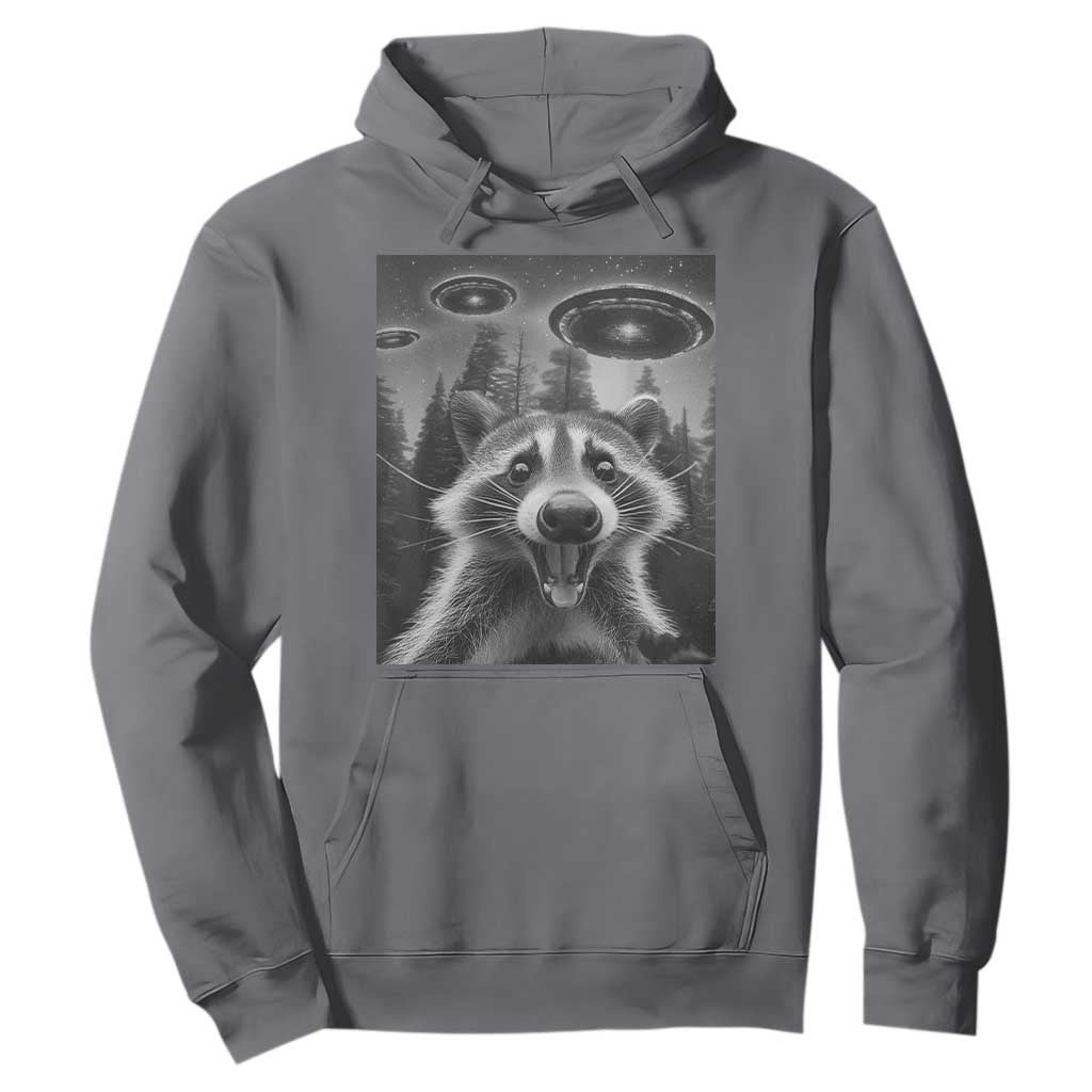 Racoon Meme Hoodie Selfie With Alien UFO TS10 Charcoal Print Your Wear