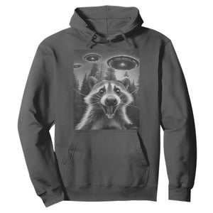 Racoon Meme Hoodie Selfie With Alien UFO TS10 Dark Heather Print Your Wear