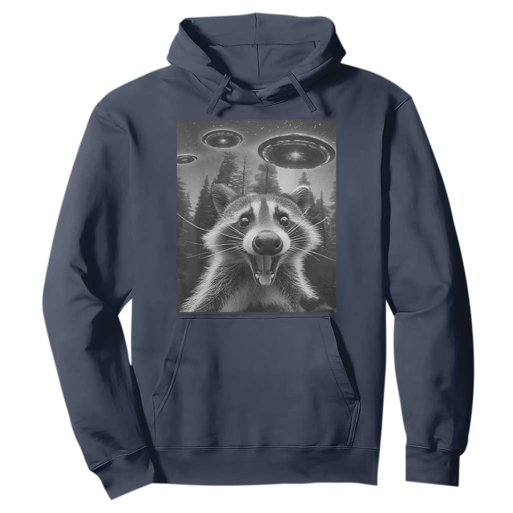 Racoon Meme Hoodie Selfie With Alien UFO TS10 Navy Print Your Wear