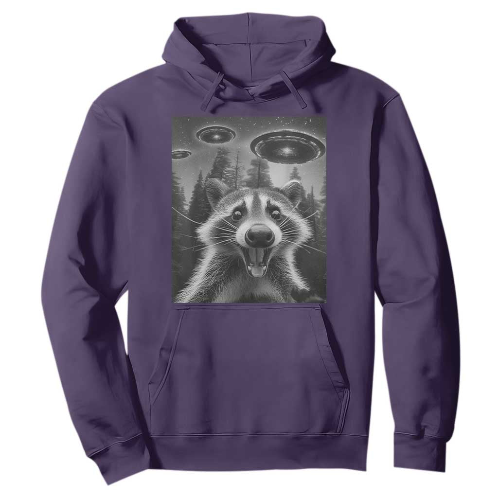 Racoon Meme Hoodie Selfie With Alien UFO TS10 Purple Print Your Wear