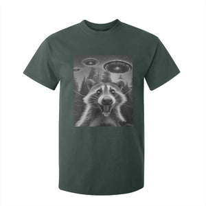 Racoon Meme T Shirt For Kid Selfie With Alien UFO TS10 Dark Forest Green Print Your Wear