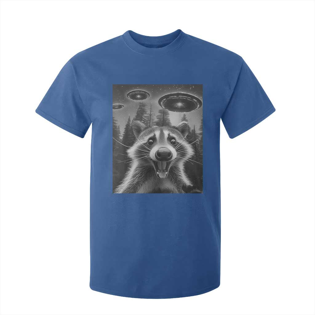 Racoon Meme T Shirt For Kid Selfie With Alien UFO TS10 Royal Blue Print Your Wear