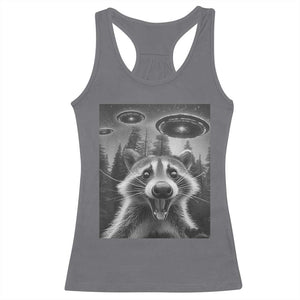 Racoon Meme Racerback Tank Top Selfie With Alien UFO TS10 Charcoal Print Your Wear