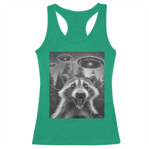 Racoon Meme Racerback Tank Top Selfie With Alien UFO TS10 Irish Green Print Your Wear