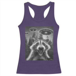 Racoon Meme Racerback Tank Top Selfie With Alien UFO TS10 Purple Print Your Wear