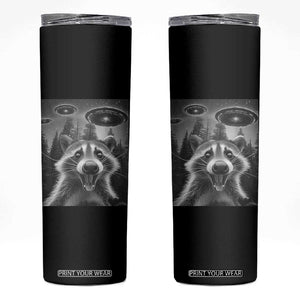 Racoon Meme Skinny Tumbler Selfie With Alien UFO TS10 Black Print Your Wear