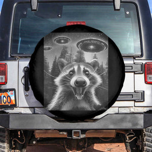 Racoon Meme Spare Tire Cover Selfie With Alien UFO TS10 No hole Black Print Your Wear