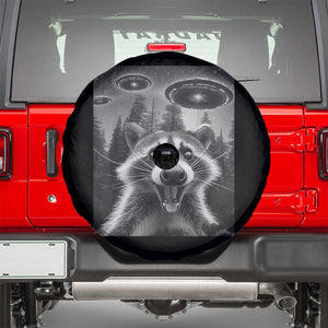 Racoon Meme Spare Tire Cover Selfie With Alien UFO TS10 Black Print Your Wear
