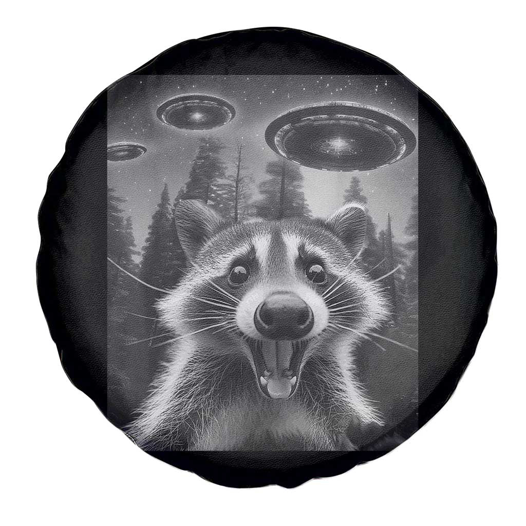 Racoon Meme Spare Tire Cover Selfie With Alien UFO TS10 Print Your Wear