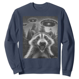 Racoon Meme Sweatshirt Selfie With Alien UFO TS10 Navy Print Your Wear