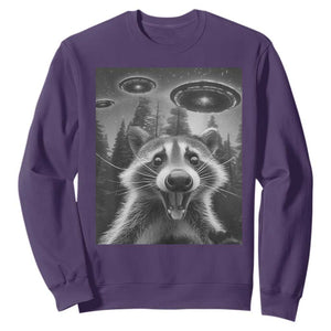 Racoon Meme Sweatshirt Selfie With Alien UFO TS10 Purple Print Your Wear