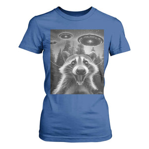 Racoon Meme T Shirt For Women Selfie With Alien UFO TS10 Royal Blue Print Your Wear