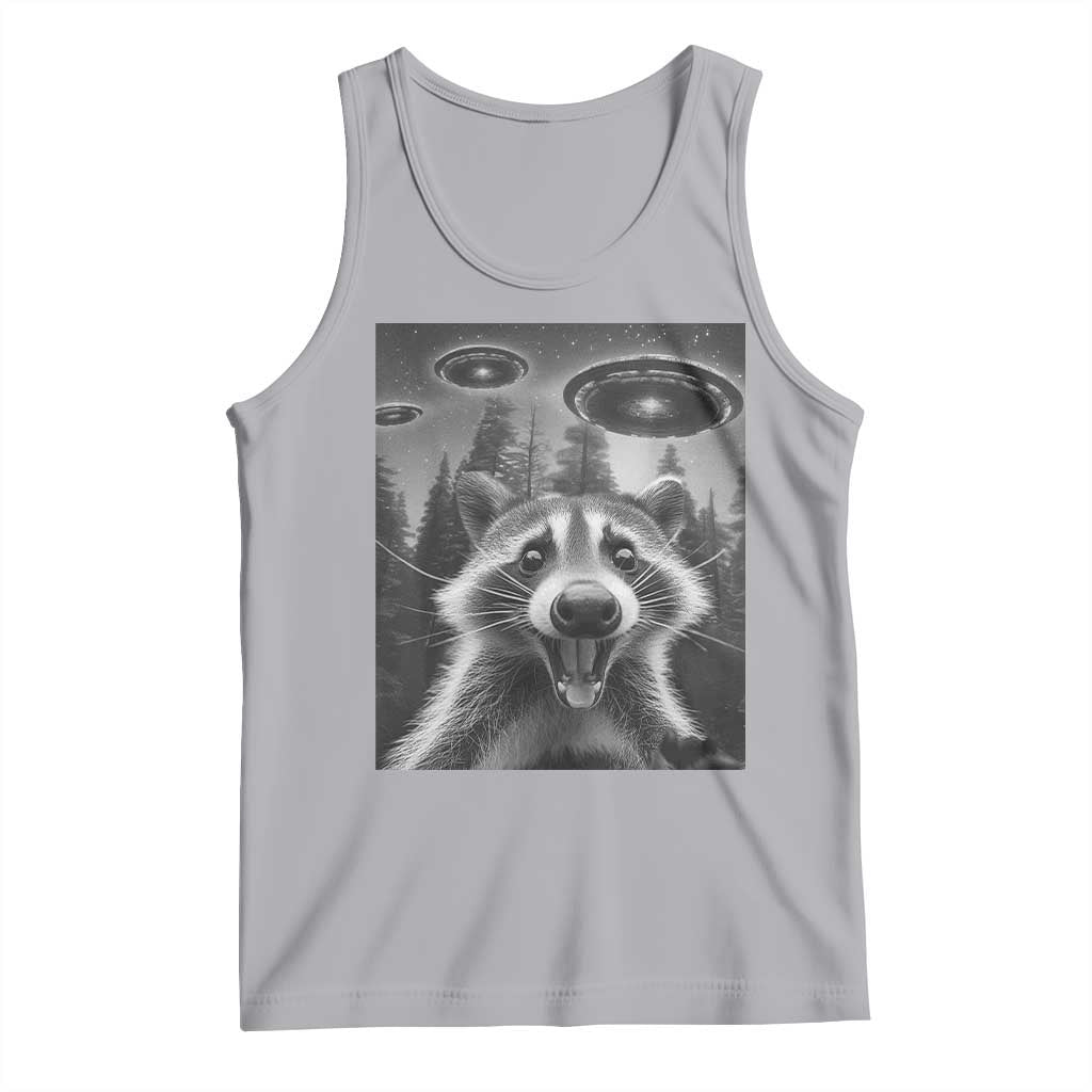 Racoon Meme Tank Top Selfie With Alien UFO TS10 Athletic Heather Print Your Wear