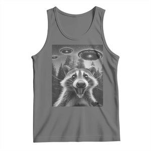Racoon Meme Tank Top Selfie With Alien UFO TS10 Black Heather Print Your Wear