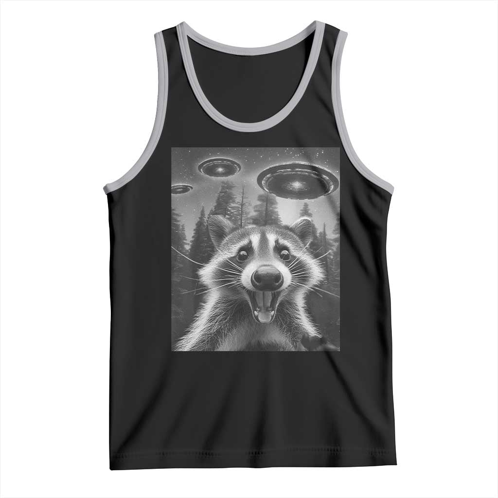 Racoon Meme Tank Top Selfie With Alien UFO TS10 Black Athletic Heather Print Your Wear