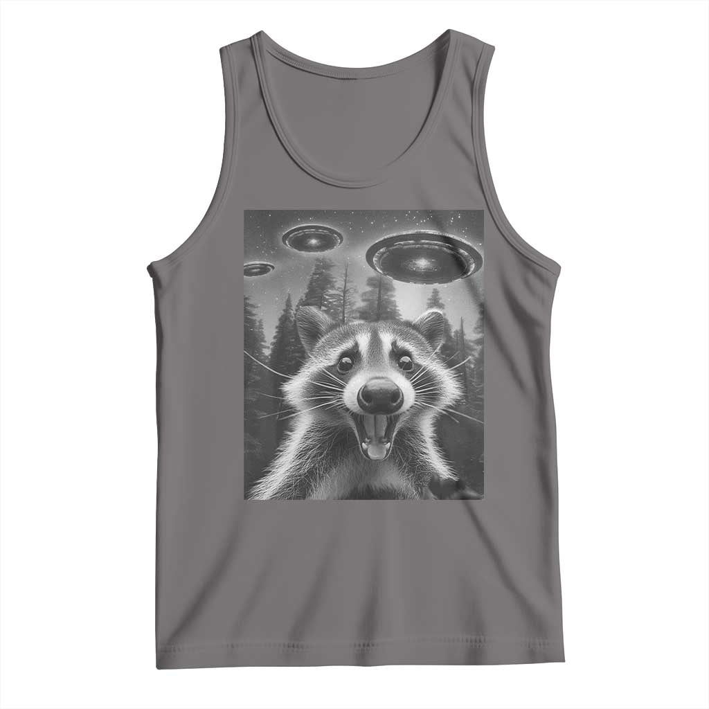 Racoon Meme Tank Top Selfie With Alien UFO TS10 Deep Heather Print Your Wear