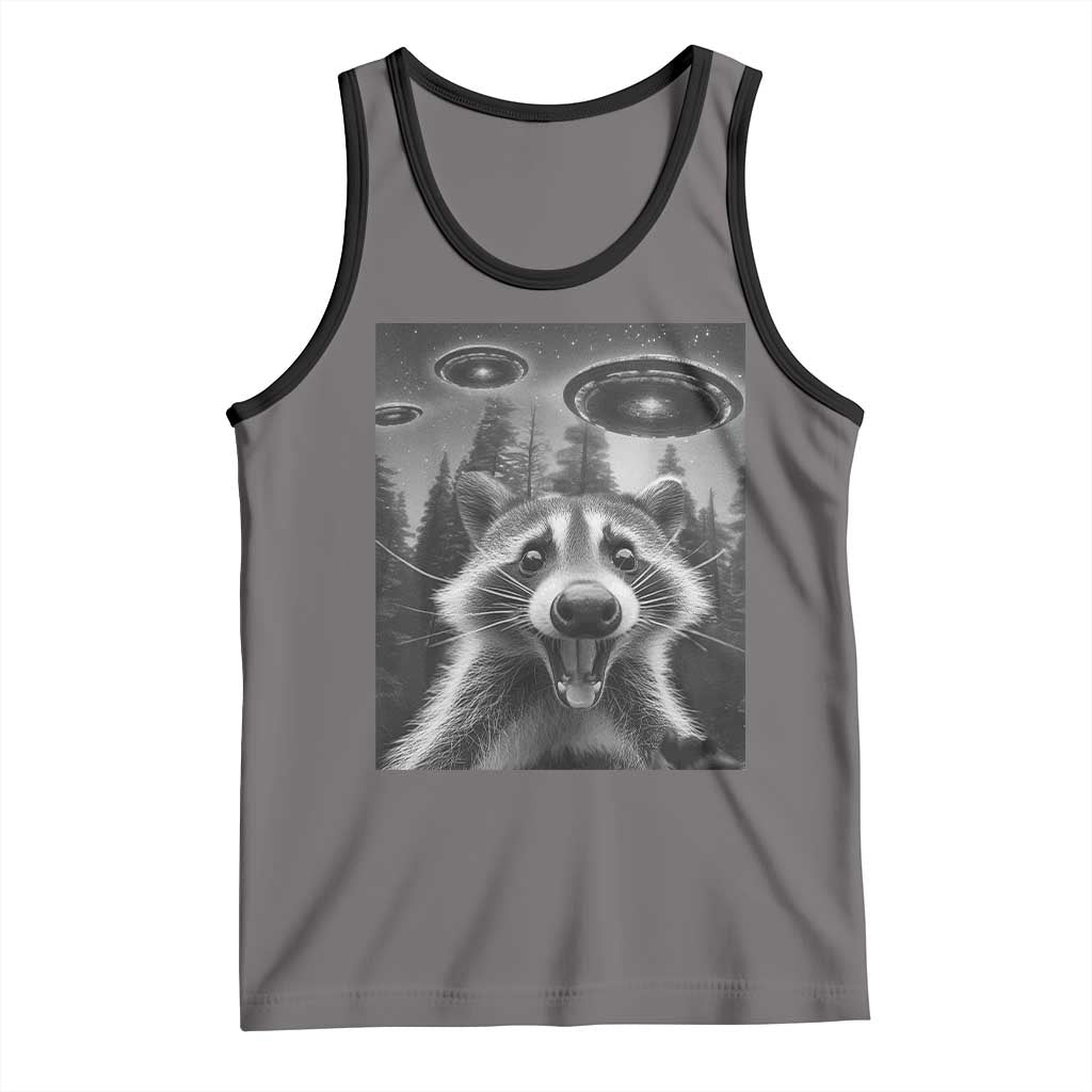 Racoon Meme Tank Top Selfie With Alien UFO TS10 Deep Heather Black Print Your Wear