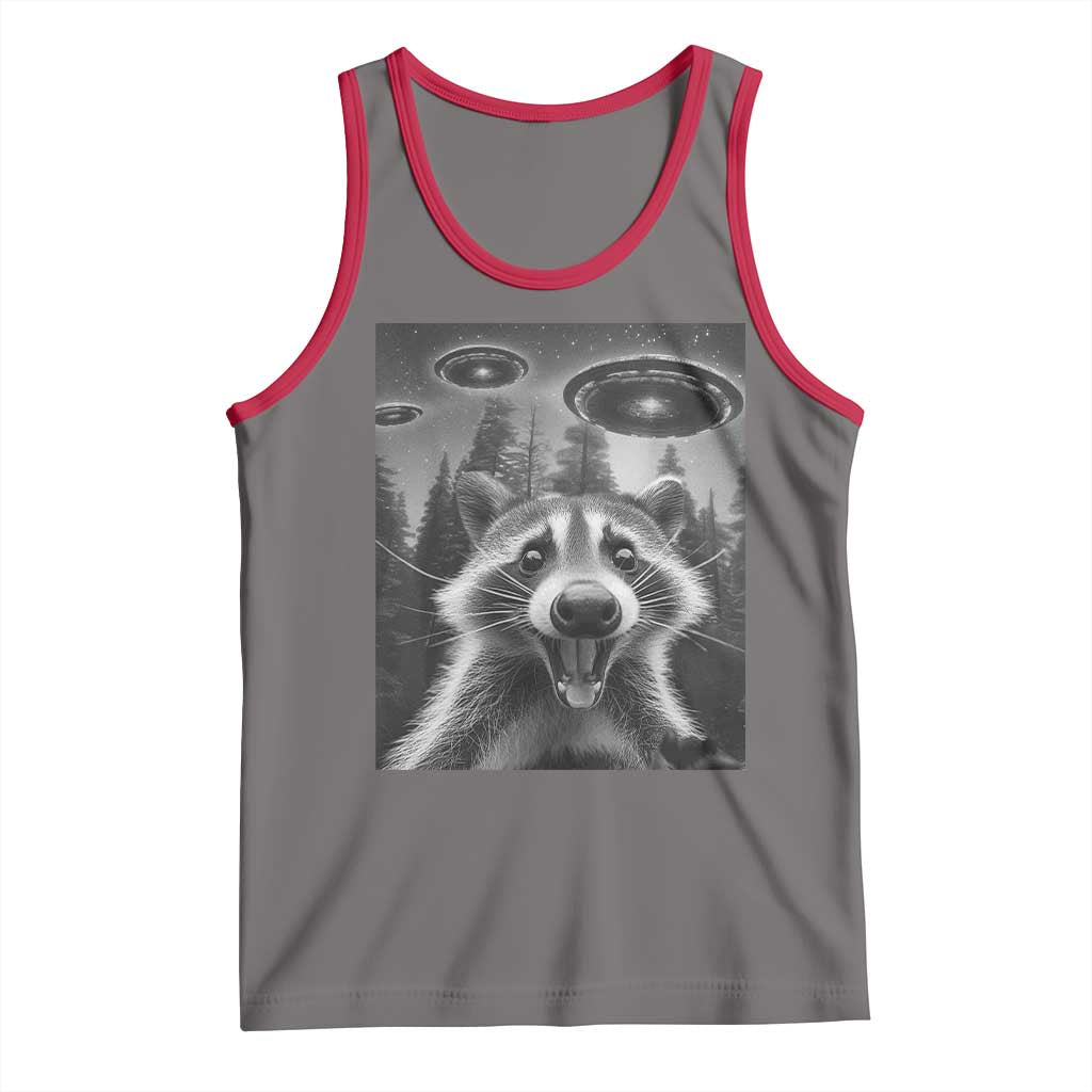 Racoon Meme Tank Top Selfie With Alien UFO TS10 Deep Heather Red Print Your Wear