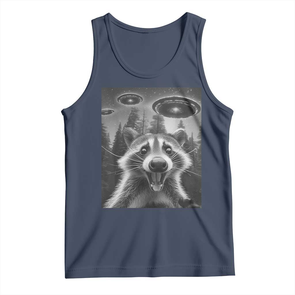 Racoon Meme Tank Top Selfie With Alien UFO TS10 Navy Print Your Wear
