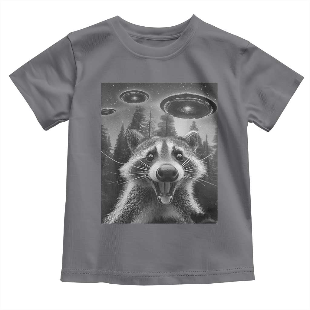 Racoon Meme Toddler T Shirt Selfie With Alien UFO TS10 Charcoal Print Your Wear